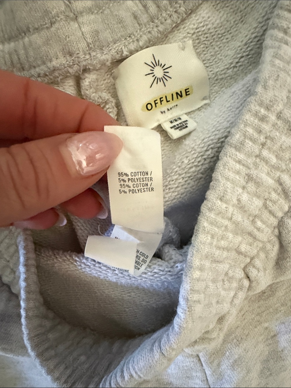 Offline Aerie | Women's Light Gray Athletic Terry Shorts with Contrast Trim | M - Picture 3 of 4